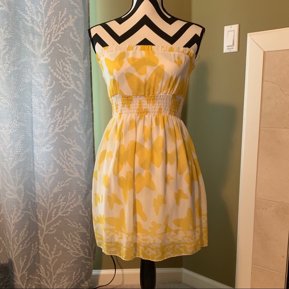 Butterfly strapless sun dress